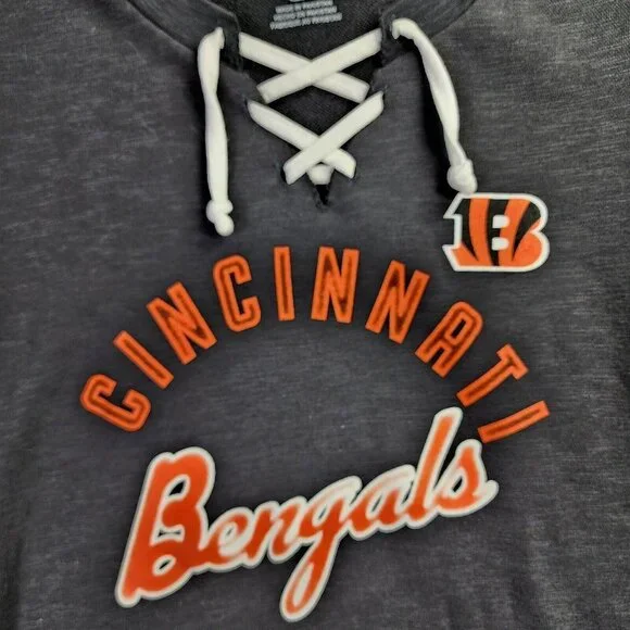 Cincinnati Bengals NFL Tunic Sweatshirt Women S Black Hyper Lace Up Majestic - Picture 2 of 10